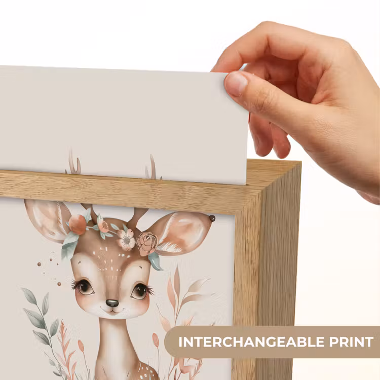 Hert - Bohemian - Bloemen - Bosdieren Light Box met kabel (Kinderlampje) klein -USP_websiteprintEN