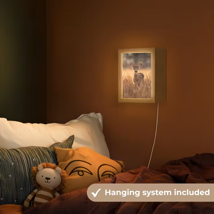 Hert - Graanveld - Bruin Light Box met kabel (Kinderlampje) klein -sfeer5_kind_EN