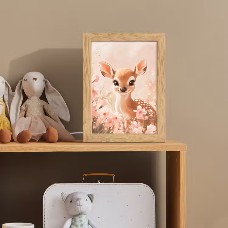 Hertje - Illustratie - Bloemen - Roze Light Box met kabel klein -sfeer2_kind