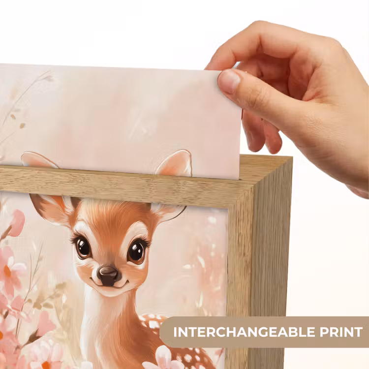 Hertje - Illustratie - Bloemen - Roze Light Box met kabel (Kinderlampje) klein -USP_websiteprintEN