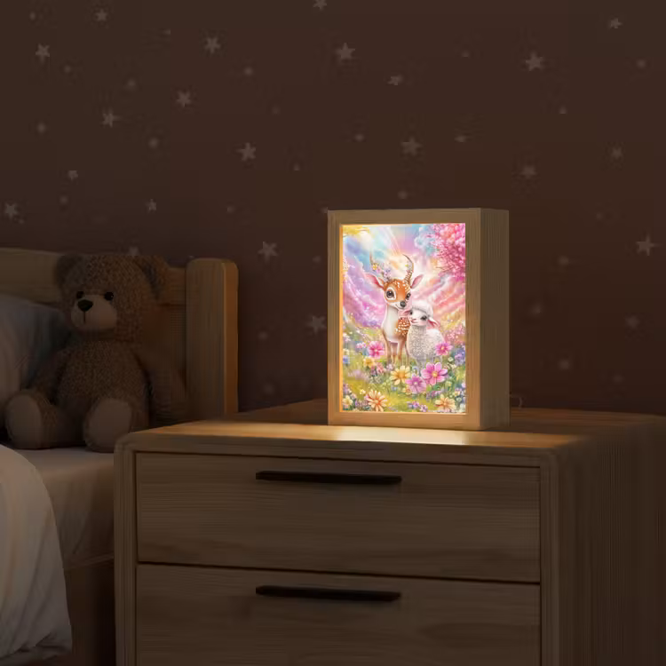 Hertje - Lammetje - Bloemen - Pastel Light Box met kabel klein -sfeer1_kind