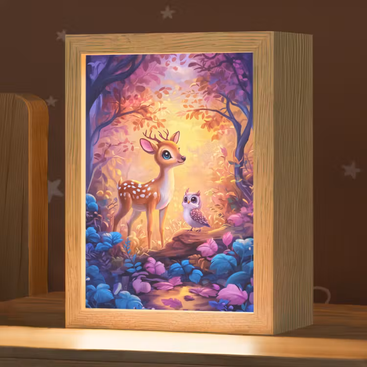 Hertje - Uil - Fantasie - Bos Light Box met kabel klein -zzz_3d_website
