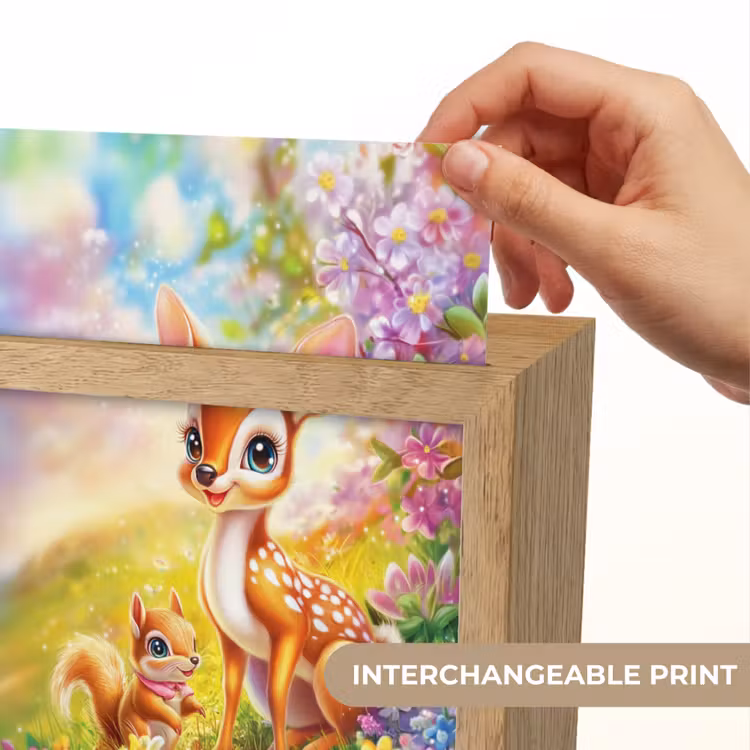 Hertje - Eekhoorn - Bloemenveld - Kleurrijk Light Box met kabel (Kinderlampje) klein -USP_websiteprintEN