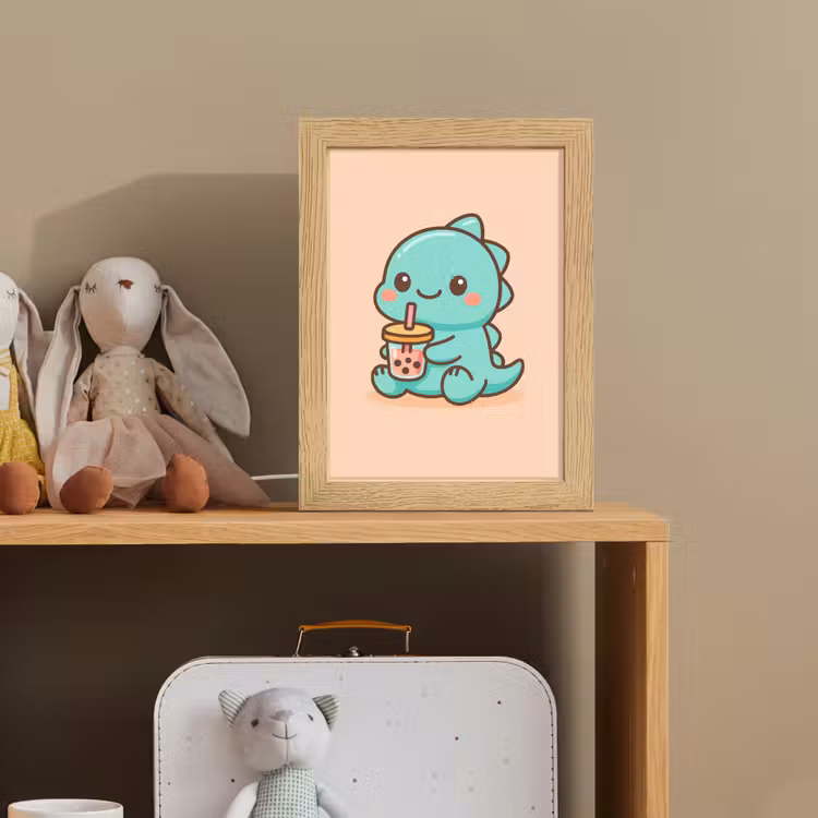Dino - Boba - kawaii - Oranje Light Box met kabel klein -sfeer2_kind