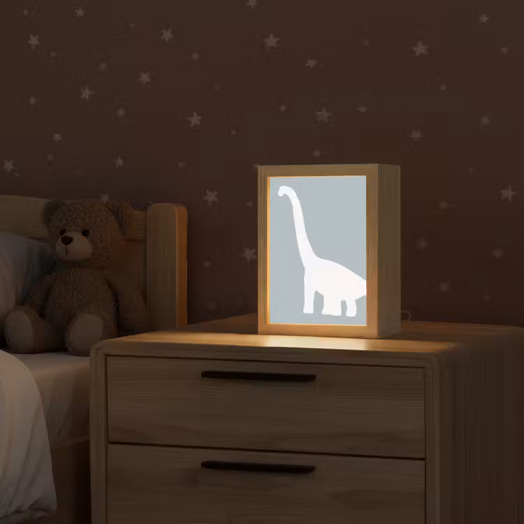 Dino - Brachiosaurus - Dinosaurus - Blauw Light Box met kabel klein -sfeer1_kind