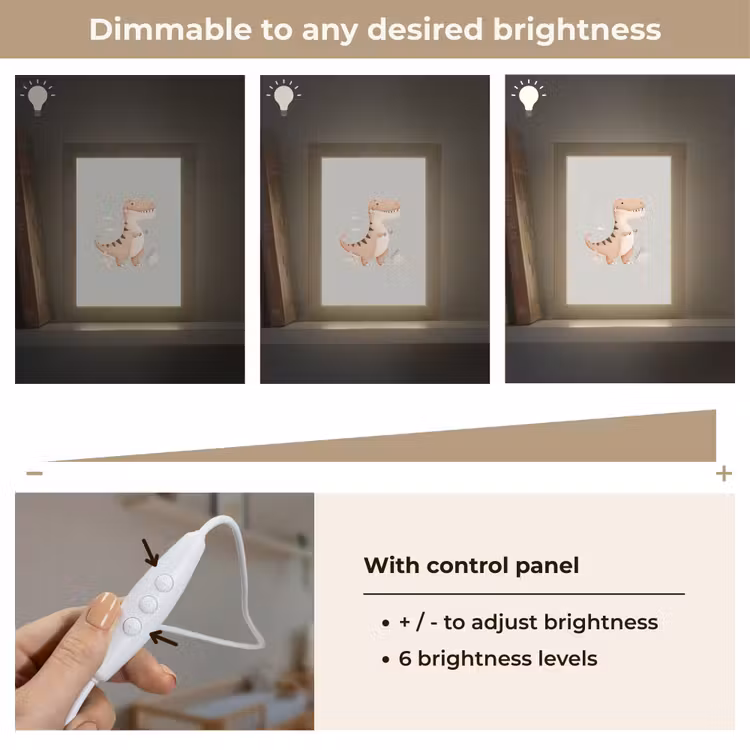 Dino - Bloemen - Blauw Light Box met kabel (Kinderlampje) klein -USP_dimbaarEN