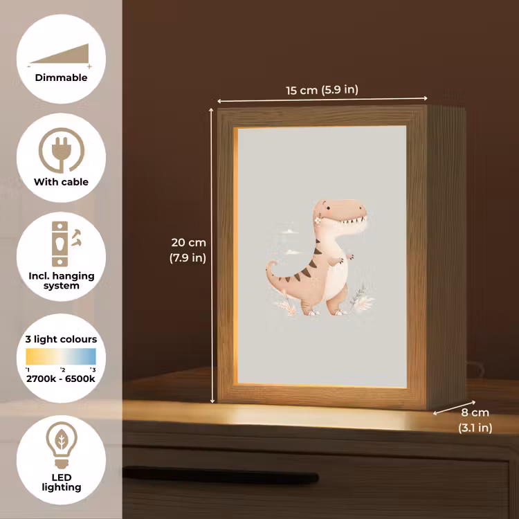 Dino - Bloemen - Blauw Light Box met kabel (Kinderlampje) klein -USP_EN