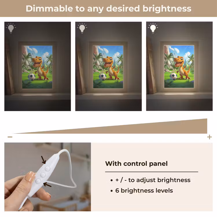 Dino - Voetbal - Groen Light Box met kabel (Kinderlampje) klein -USP_dimbaarEN
