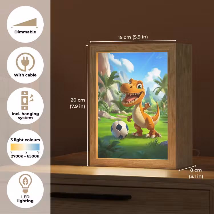 Dino - Voetbal - Groen Light Box met kabel (Kinderlampje) klein -USP_EN