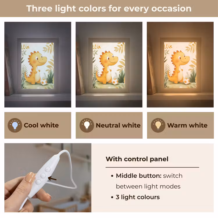 Dino - Voetbal - Oranje Light Box met kabel (Kinderlampje) klein -USP_lichtkleurEN