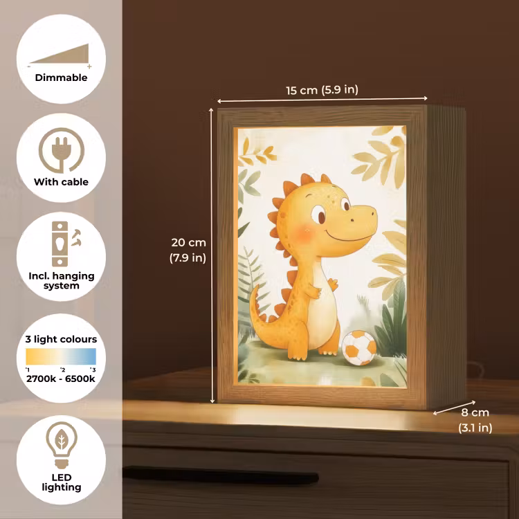 Dino - Voetbal - Oranje Light Box met kabel (Kinderlampje) klein -USP_EN
