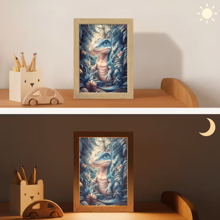 Dino - Jungle - Blauw Light Box met kabel klein -sfeer3_kind