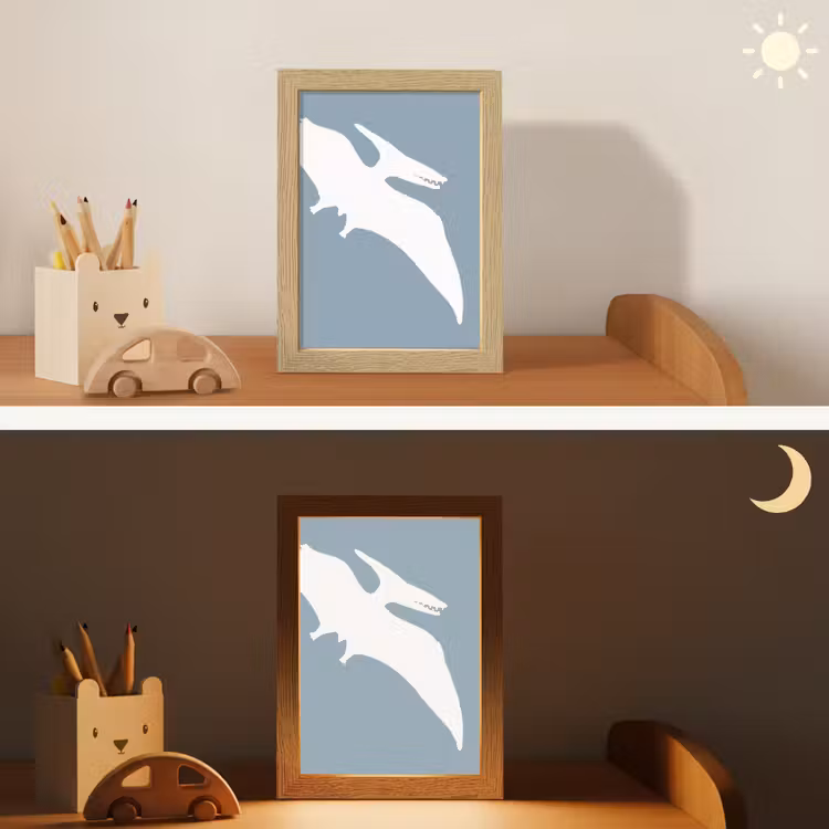 Dino - Pteranodon - Dinosaurus - Blauw Light Box met kabel klein -sfeer3_kind