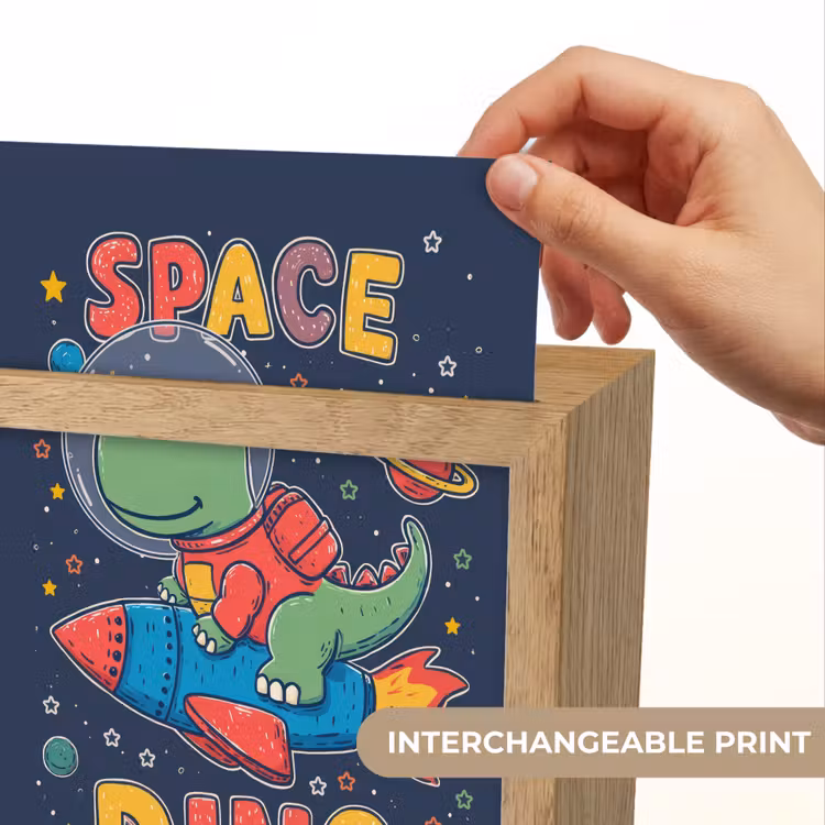Dino - Raket - Kleurrijk Light Box met kabel (Kinderlampje) klein -USP_websiteprintEN
