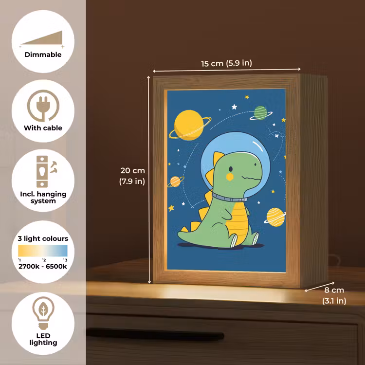 Dino - Ruimte - Planeten Light Box met kabel (Kinderlampje) klein -USP_EN
