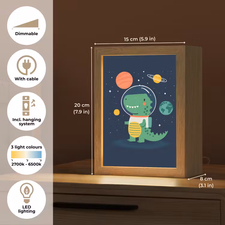Dino - Ruimtepak - Planeten Light Box met kabel (Kinderlampje) klein -USP_EN