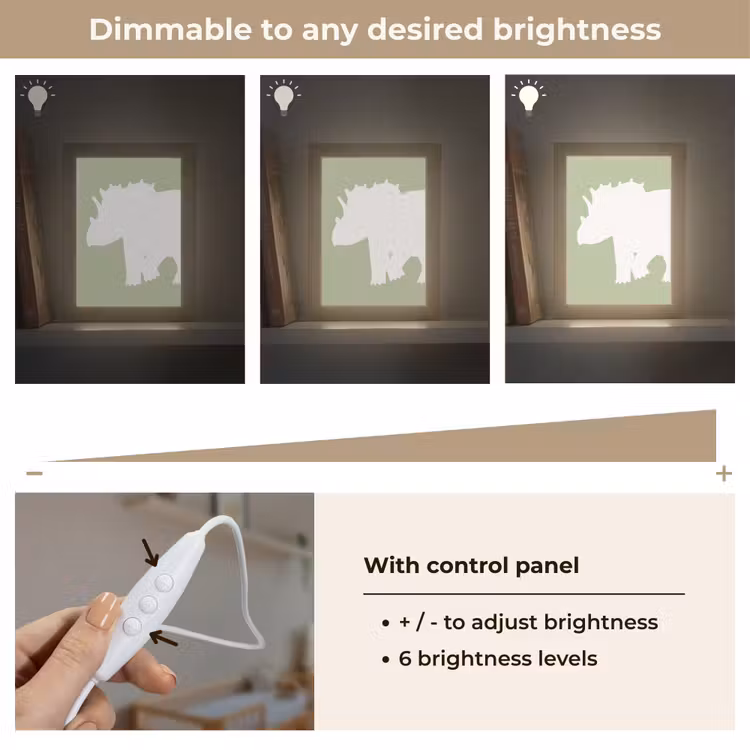 Dino - Triceratops - Dinosaurus - Groen Light Box met kabel (Kinderlampje) klein -USP_dimbaarEN