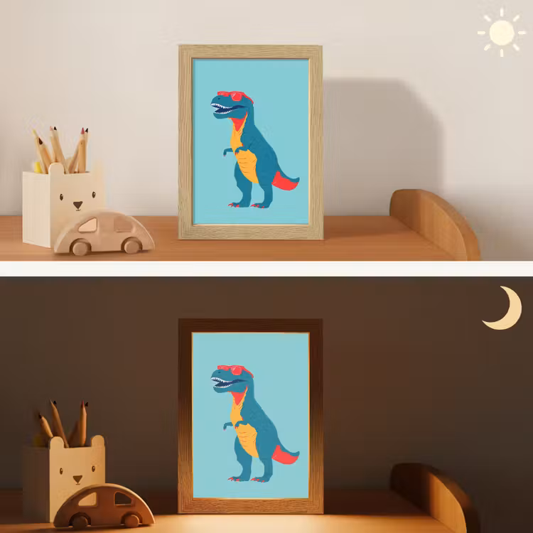 Dinosaurus - Blauw - Zonnebril Light Box met kabel klein -sfeer3_kind
