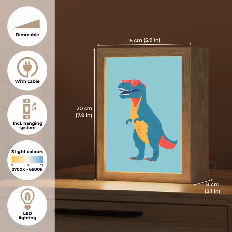 Dinosaurus - Blauw - Zonnebril Light Box met kabel (Kinderlampje) klein -USP_EN