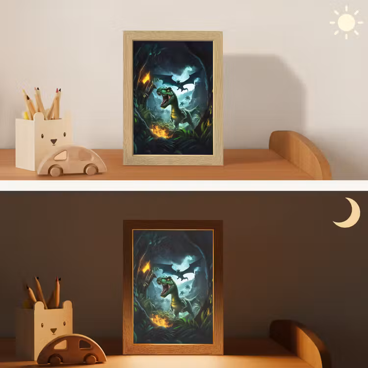 Dinosaurus - Draak - Jungle - Groen Light Box met kabel klein -sfeer3_kind