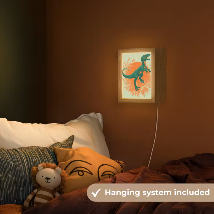 Dinosaurus - Groen - Planten - Cirkel Light Box met kabel (Kinderlampje) klein -sfeer5_kind_EN