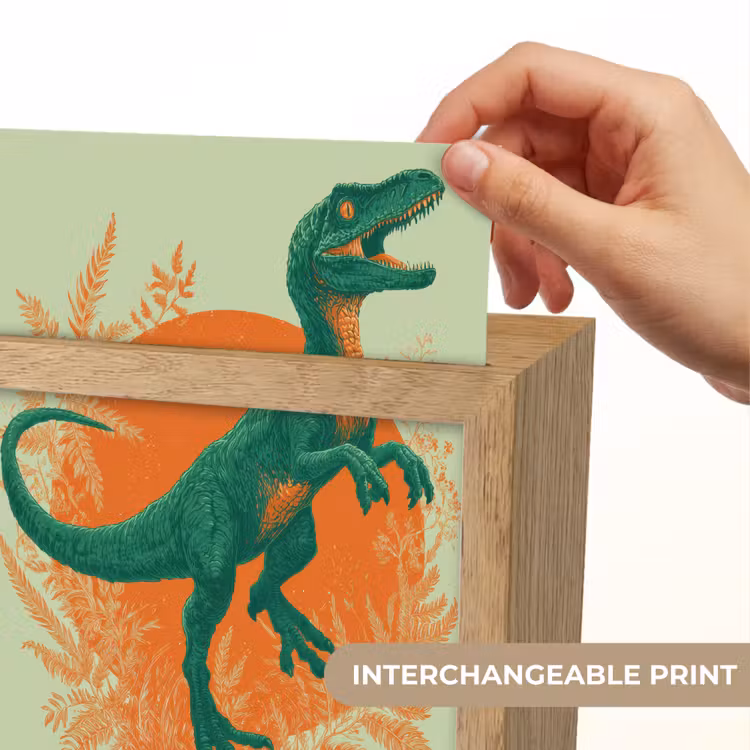 Dinosaurus - Groen - Planten - Cirkel Light Box met kabel (Kinderlampje) klein -USP_websiteprintEN