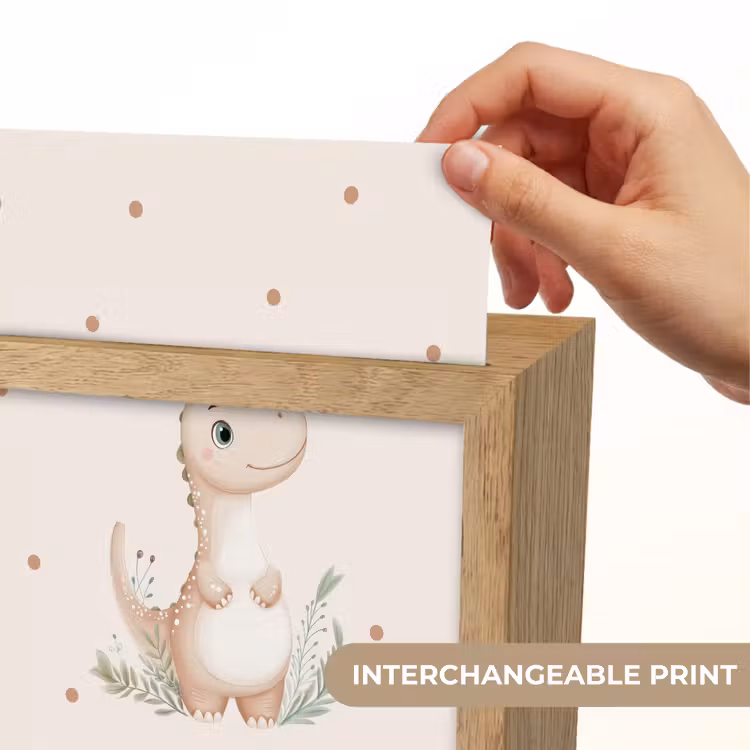 Dinosaurus - Bladeren - Pastel - Stippen Light Box met kabel (Kinderlampje) klein -USP_websiteprintEN