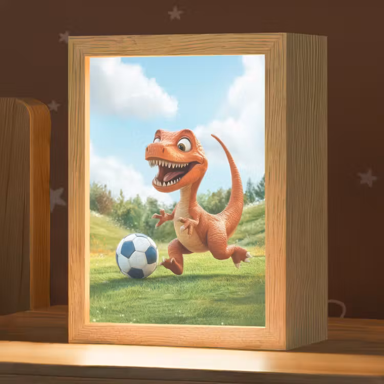 Dinosaurus - Oranje - Cartoon - Voetbal Light Box met kabel klein -zzz_3d_website