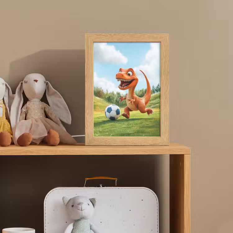 Dinosaurus - Oranje - Cartoon - Voetbal Light Box met kabel klein -sfeer2_kind