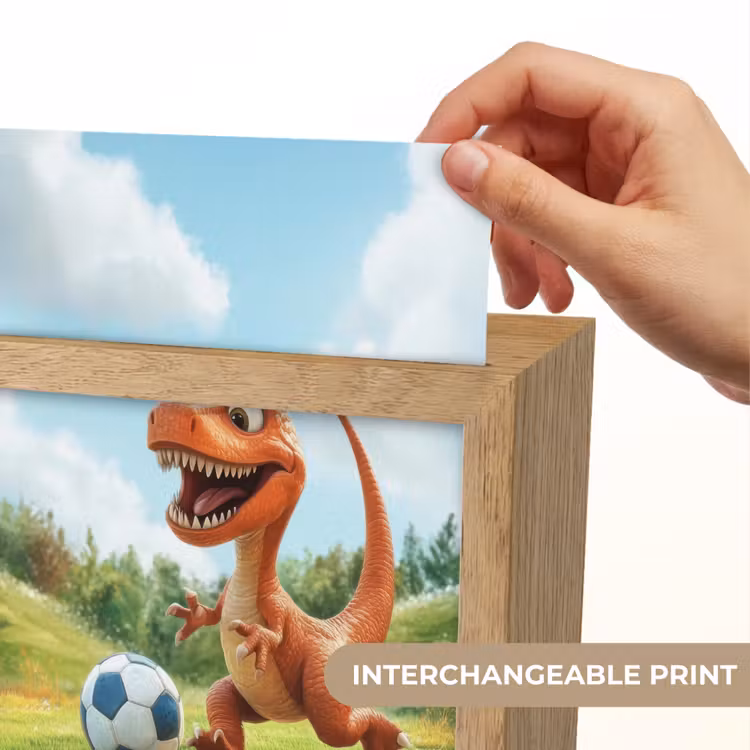 Dinosaurus - Oranje - Cartoon - Voetbal Light Box met kabel (Kinderlampje) klein -USP_websiteprintEN