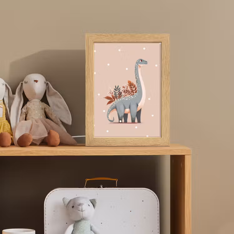 Dinosaurus - Planten - Beige - Stippen Light Box met kabel klein -sfeer2_kind