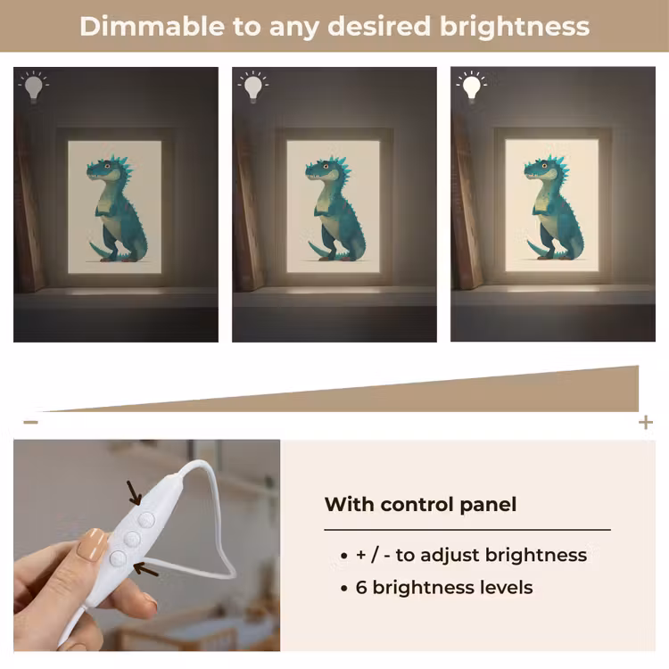 Dinosaurus - Turquoise - Stekels Light Box met kabel (Kinderlampje) klein -USP_dimbaarEN