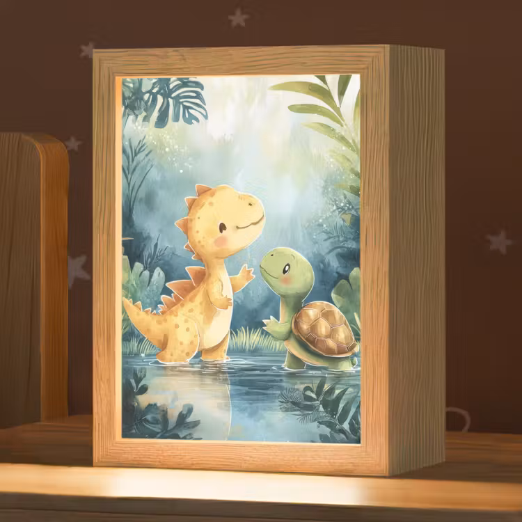 Dinosaurus - Schildpad - Illustratie - Aquarel Light Box met kabel klein -zzz_3d_website