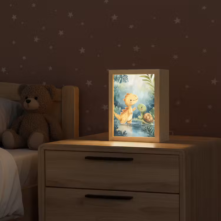 Dinosaurus - Schildpad - Illustratie - Aquarel Light Box met kabel klein -sfeer1_kind
