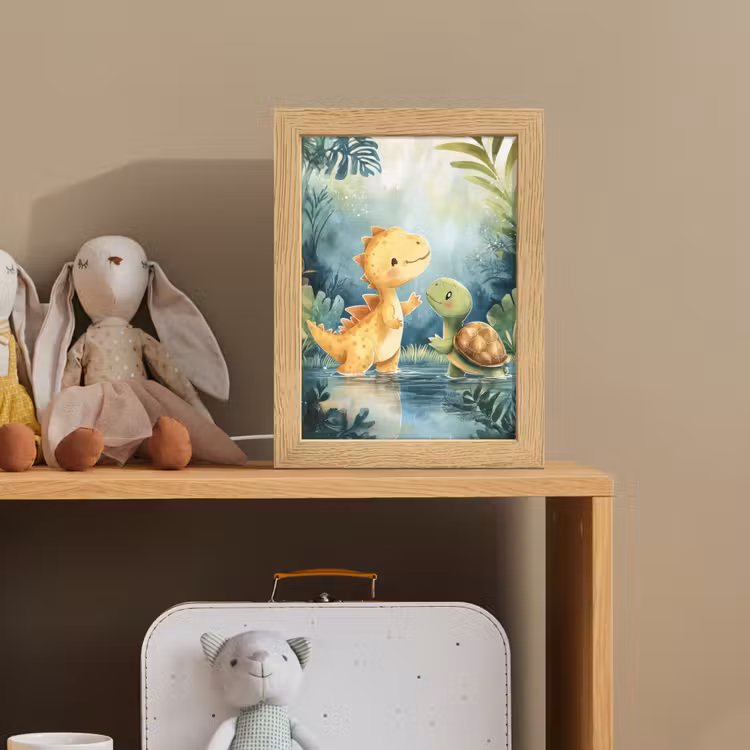 Dinosaurus - Schildpad - Illustratie - Aquarel Light Box met kabel klein -sfeer2_kind