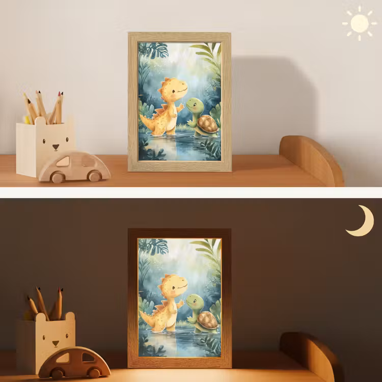 Dinosaurus - Schildpad - Illustratie - Aquarel Light Box met kabel klein -sfeer3_kind
