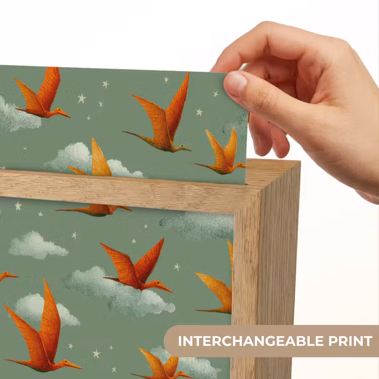 Dinosaurussen - Wolken - Sterren - Oranje Light Box met kabel (Kinderlampje) klein -USP_websiteprintEN