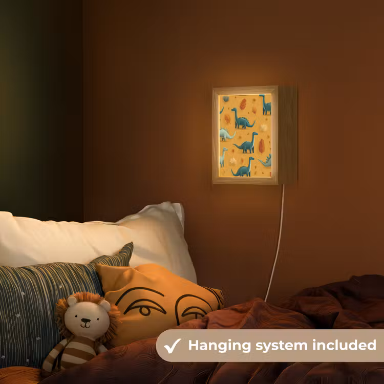 Dinosaurussen - Stekels - Herfstbladeren - Bruin Light Box met kabel (Kinderlampje) klein -sfeer5_kind_EN