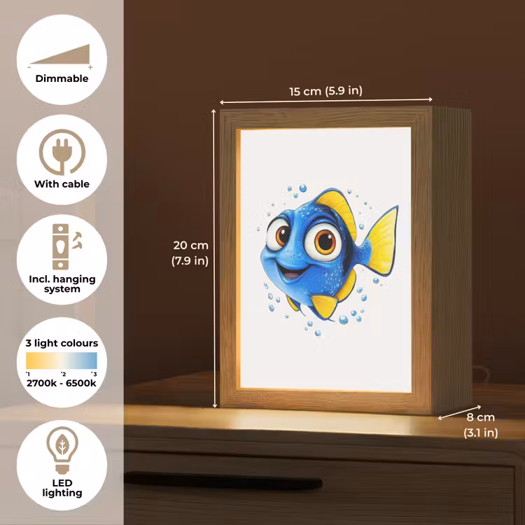 Doktersvis - Blauw - Vis - Spetters Light Box met kabel (Kinderlampje) klein -USP_EN