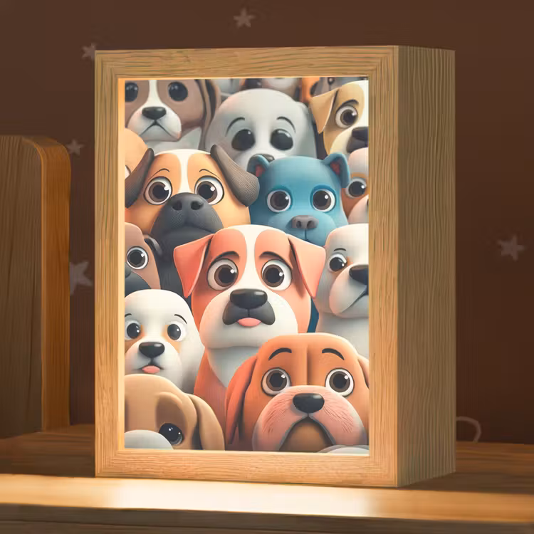 Hond - Dieren - Patronen - Bruin - Meiden - Jongens Light Box met kabel klein -zzz_3d_website