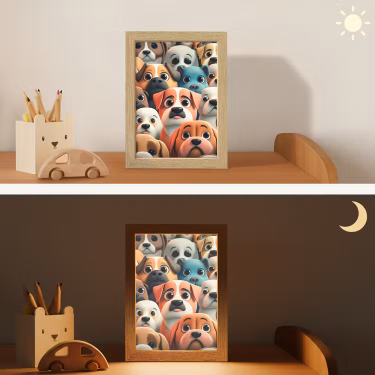 Hond - Dieren - Patronen - Bruin - Meiden - Jongens Light Box met kabel klein -sfeer3_kind