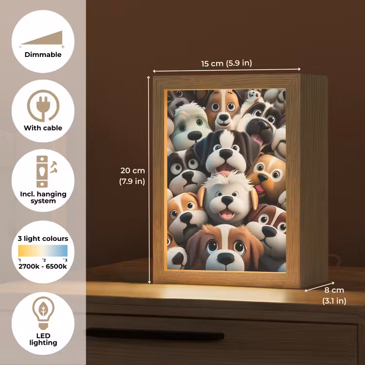 Hond - Dieren - Patronen - Bruin - Meisjes - Jongens Light Box met kabel (Kinderlampje) klein -USP_EN