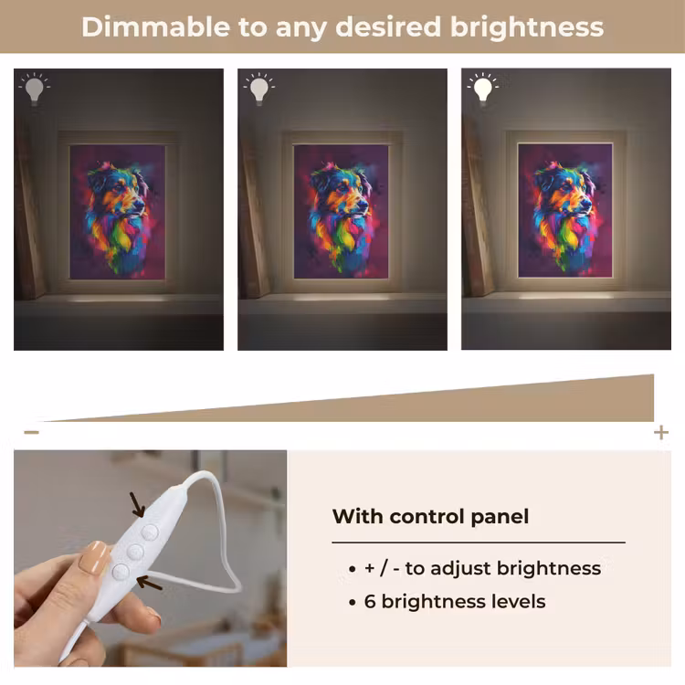 Hond - Kleurrijk - Dier - Dierenhoofd Light Box met kabel (Kinderlampje) klein -USP_dimbaarEN