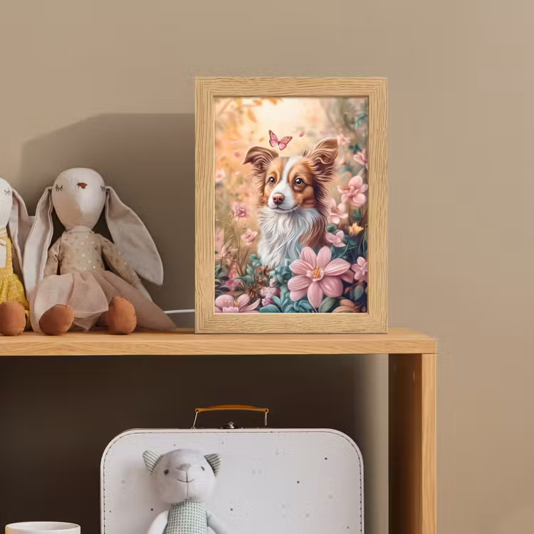 Hond - Bloemen - Roze Light Box met kabel klein -sfeer2_kind