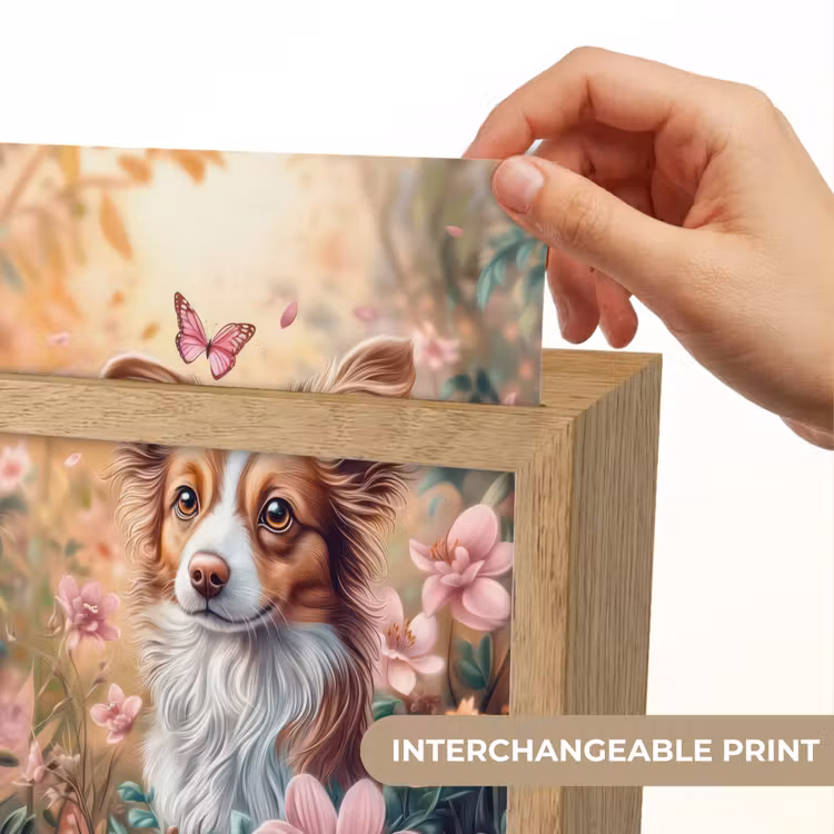 Hond - Bloemen - Roze Light Box met kabel (Kinderlampje) klein -USP_websiteprintEN