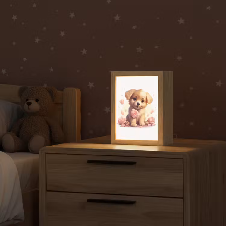 Hond - Bloemen - Roze - Meisjes - Kind Light Box met kabel klein -sfeer1_kind