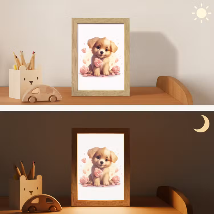 Hond - Bloemen - Roze - Meisjes - Kind Light Box met kabel klein -sfeer3_kind
