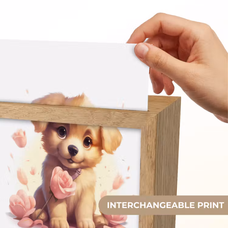Hond - Bloemen - Roze - Meisjes - Kind Light Box met kabel (Kinderlampje) klein -USP_websiteprintEN