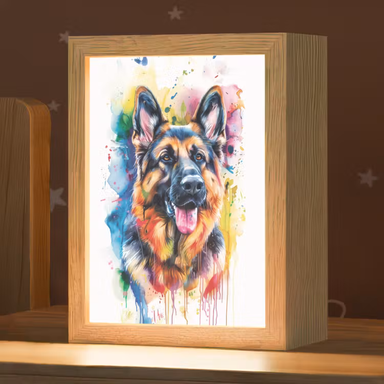 Hond - Verf - Dieren - Kleurrijk - Duitse Herder Light Box met kabel klein -zzz_3d_website