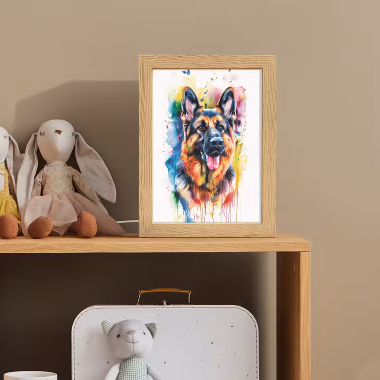Hond - Verf - Dieren - Kleurrijk - Duitse Herder Light Box met kabel klein -sfeer2_kind